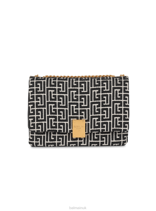 Accessories D0022527 Black Balmain Women 1945 Soft Bag With Jacquard Monogram