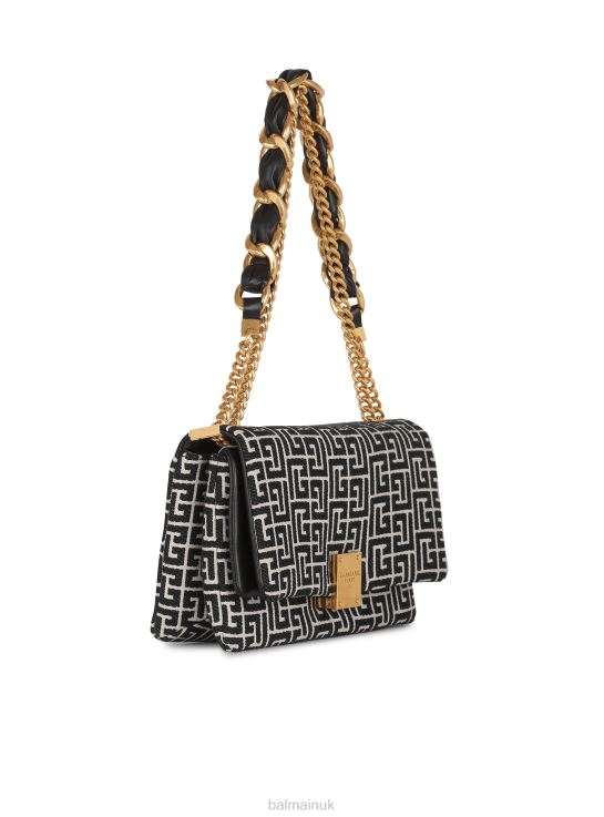 Accessories D0022527 Black Balmain Women 1945 Soft Bag With Jacquard Monogram