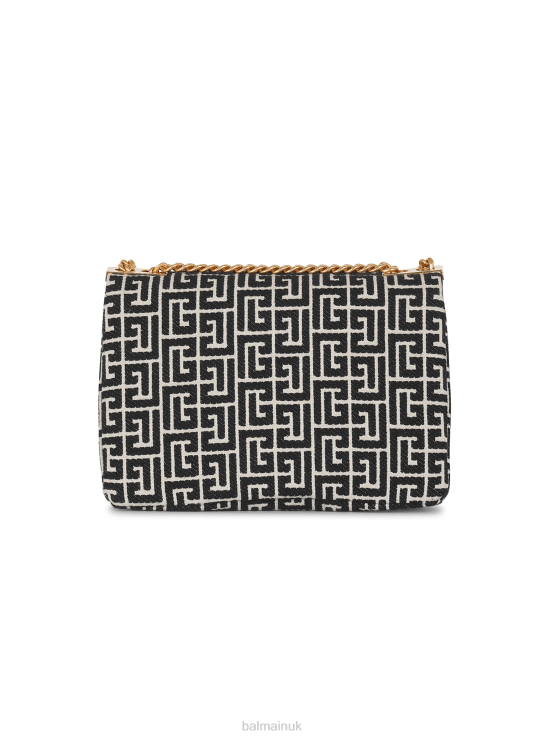 Accessories D0022527 Black Balmain Women 1945 Soft Bag With Jacquard Monogram