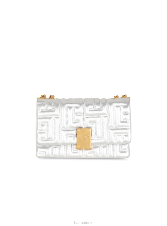 Accessories D0022529 Silver Balmain Women 1945 Soft Small Bag In Quilted Leather
