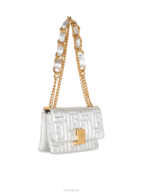 Accessories D0022529 Silver Balmain Women 1945 Soft Small Bag In Quilted Leather