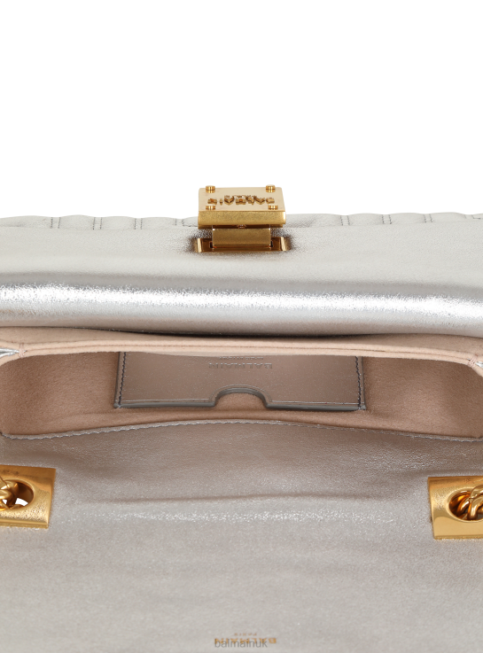 Accessories D0022529 Silver Balmain Women 1945 Soft Small Bag In Quilted Leather
