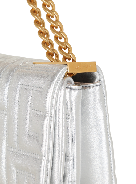 Accessories D0022529 Silver Balmain Women 1945 Soft Small Bag In Quilted Leather