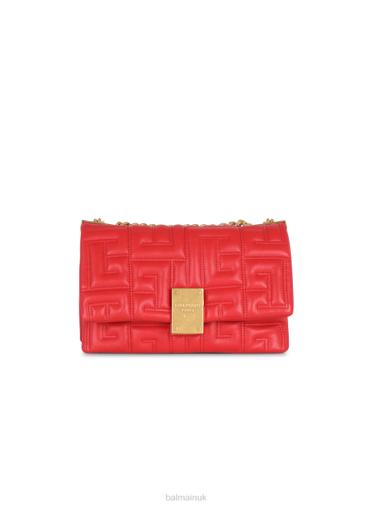 Accessories D0022534 Red Balmain Women 1945 Soft Small Bag In Quilted Leather