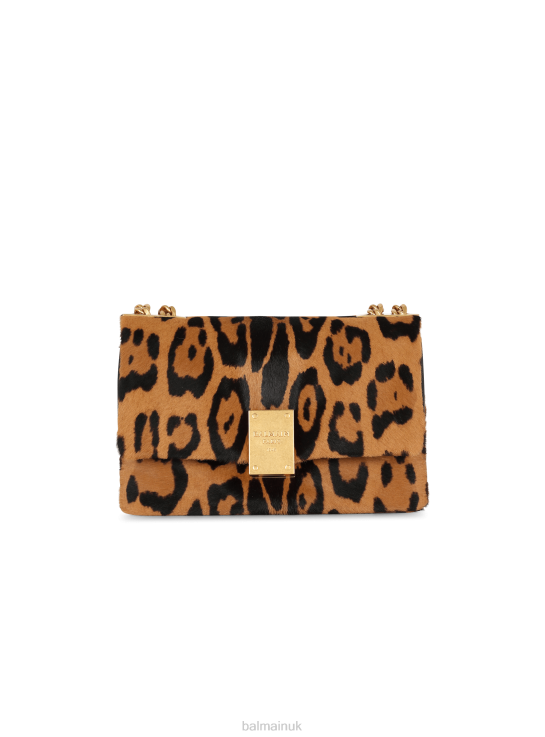 Accessories D0022535 Brown Balmain Women 1945 Soft Small Bag In Leopard-Effect Leather