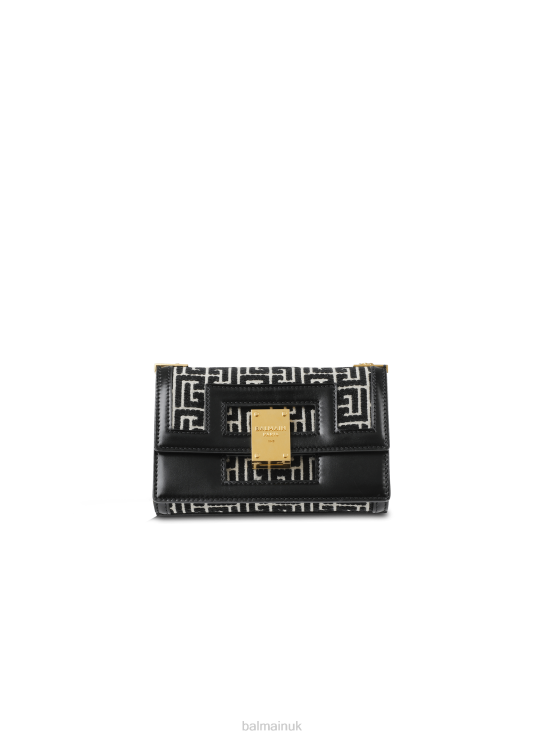Accessories D0022552 Black Balmain Women Small-Sized Bicolor Jacquard 1945 Heritage Bag