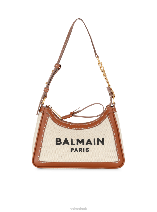 Accessories D0022561 Brown Balmain Women B-Army Canvas Bag With Leather Inserts