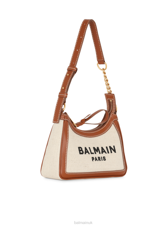 Accessories D0022561 Brown Balmain Women B-Army Canvas Bag With Leather Inserts
