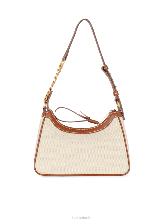 Accessories D0022561 Brown Balmain Women B-Army Canvas Bag With Leather Inserts