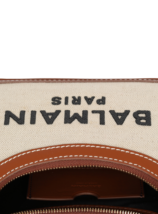 Accessories D0022561 Brown Balmain Women B-Army Canvas Bag With Leather Inserts