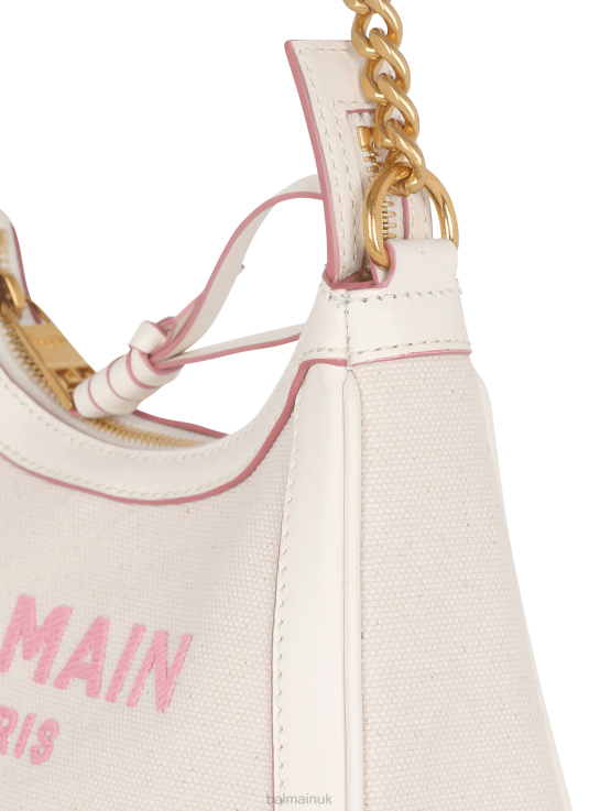 Accessories D0022562 Beige Balmain Women B-Army Canvas Bag With Leather Details