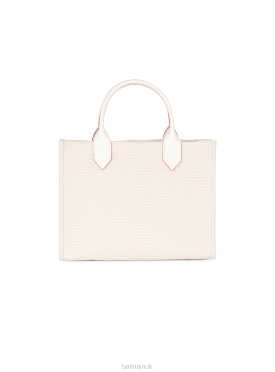 Accessories D0022564 Beige Balmain Women B-Army Small Canvas Bag With Leather Details