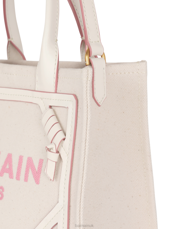 Accessories D0022564 Beige Balmain Women B-Army Small Canvas Bag With Leather Details