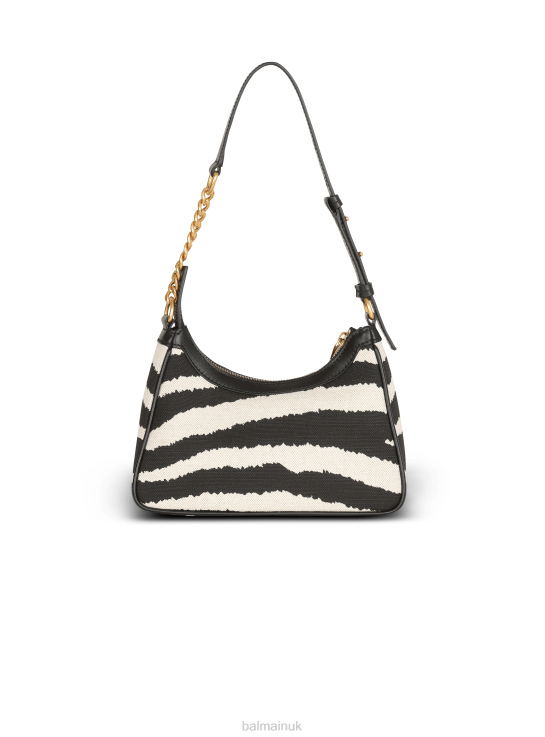 Accessories D0022568 Black Balmain Women B-Army Zebra Print Canvas Bag With Leather Inserts