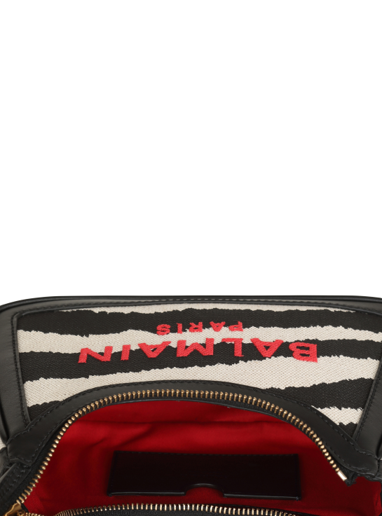 Accessories D0022568 Black Balmain Women B-Army Zebra Print Canvas Bag With Leather Inserts