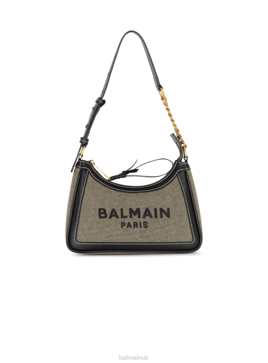 Accessories D0022570 Khaki Balmain Women B-Army Canvas Bag With Leather Inserts