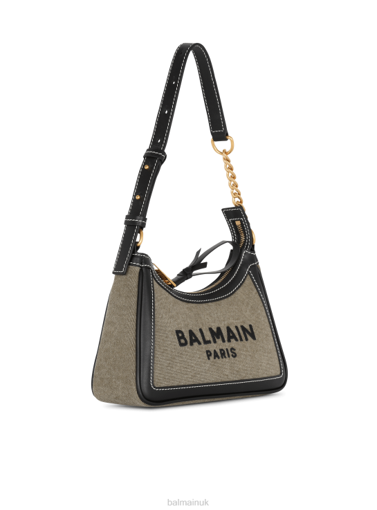 Accessories D0022570 Khaki Balmain Women B-Army Canvas Bag With Leather Inserts
