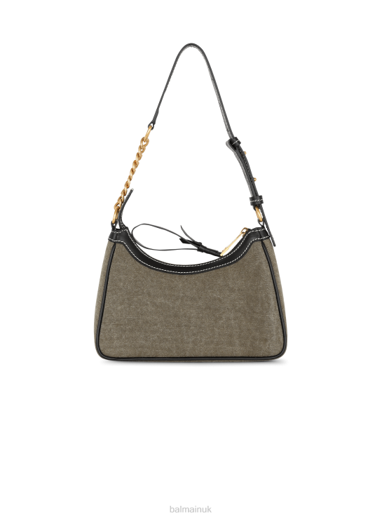 Accessories D0022570 Khaki Balmain Women B-Army Canvas Bag With Leather Inserts