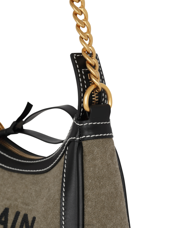 Accessories D0022570 Khaki Balmain Women B-Army Canvas Bag With Leather Inserts