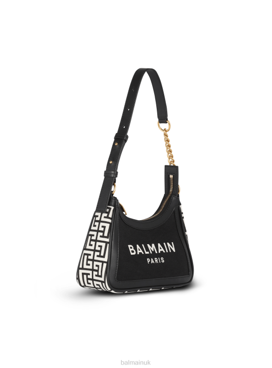 Accessories D0022572 Black Balmain Women B-Army Canvas Bag With Leather Inserts