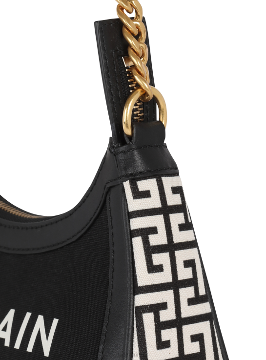 Accessories D0022572 Black Balmain Women B-Army Canvas Bag With Leather Inserts