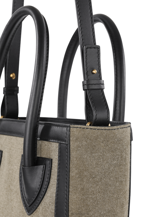 Accessories D0022578 Khaki Balmain Women Canvas B-Army 26 Bag With Leather Panels