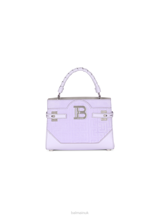 Accessories D0022451 Purple Balmain Women B-Buzz 22 Bag In Monogram-Embossed Leather