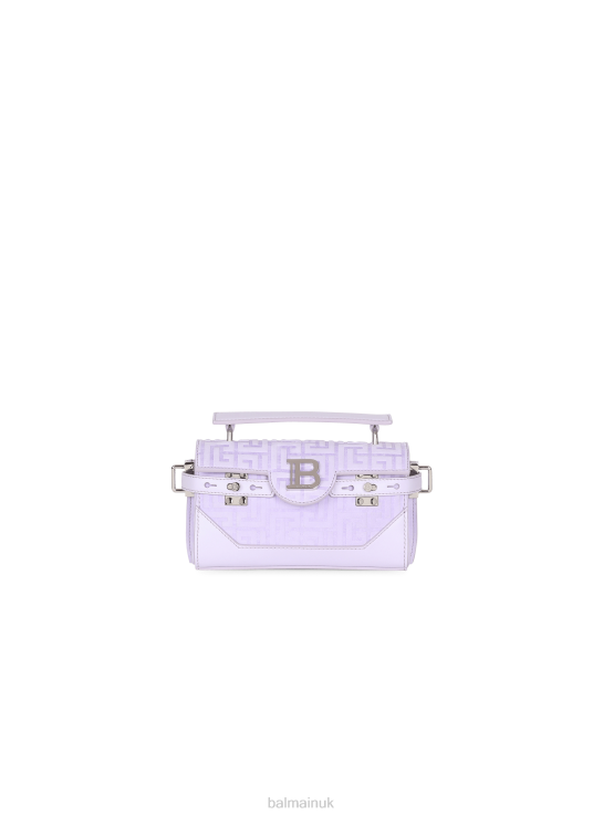 Accessories D0022452 Purple Balmain Women B-Buzz 19 Bag In Monogram-Embossed Leather