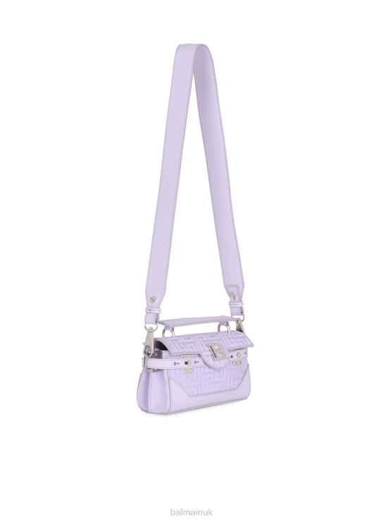Accessories D0022452 Purple Balmain Women B-Buzz 19 Bag In Monogram-Embossed Leather
