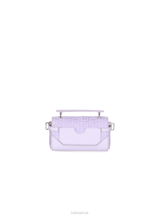 Accessories D0022452 Purple Balmain Women B-Buzz 19 Bag In Monogram-Embossed Leather