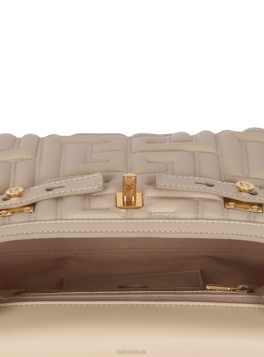 Accessories D0022457 Beige Balmain Women B-Buzz 23 Bag In Monogram Quilted Leather