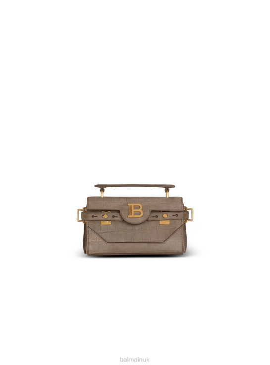 Accessories D0022461 Grey Balmain Women B-Buzz 19 Bag In Crocodile Effect-Embossed Leather