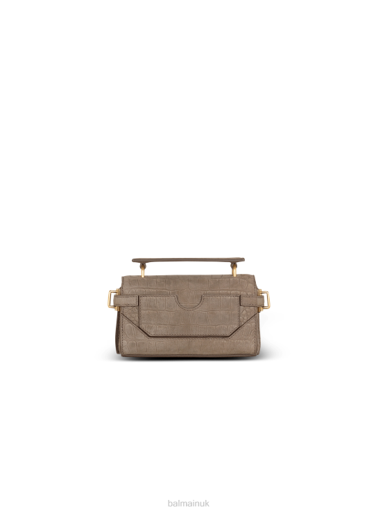 Accessories D0022461 Grey Balmain Women B-Buzz 19 Bag In Crocodile Effect-Embossed Leather