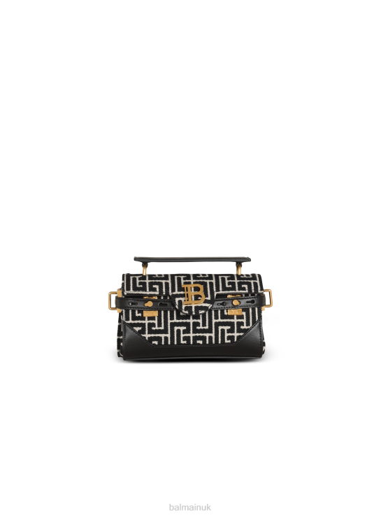 Accessories D0022463 Black Balmain Women B-Buzz 19 Leather Bag With Jacquard Monogram