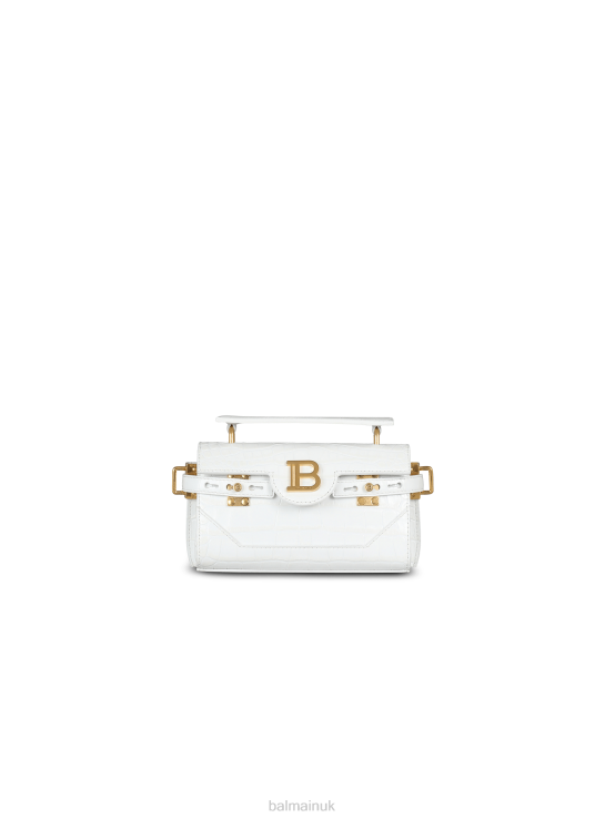 Accessories D0022465 White Balmain Women B-Buzz 19 Bag In Crocodile Effect-Embossed Leather