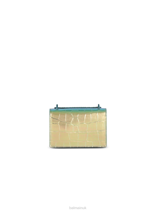 Accessories D0022480 Multicolor Balmain Women B-Buzz Compact Wallet In Crocodile Effect-Embossed Leather