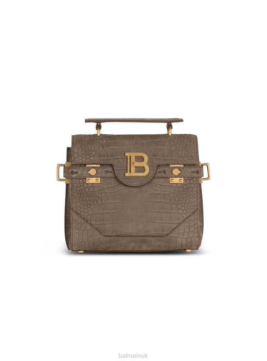 Accessories D0022485 Grey Balmain Women B-Buzz 23 Bag In Crocodile Effect-Embossed Leather