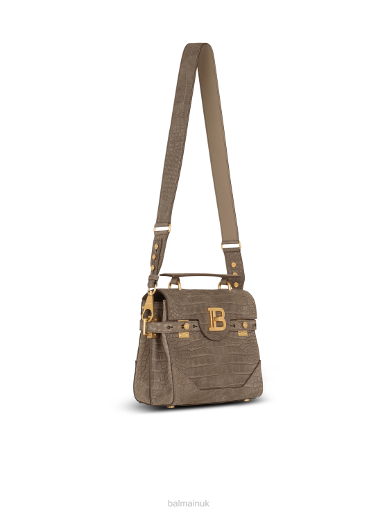 Accessories D0022485 Grey Balmain Women B-Buzz 23 Bag In Crocodile Effect-Embossed Leather