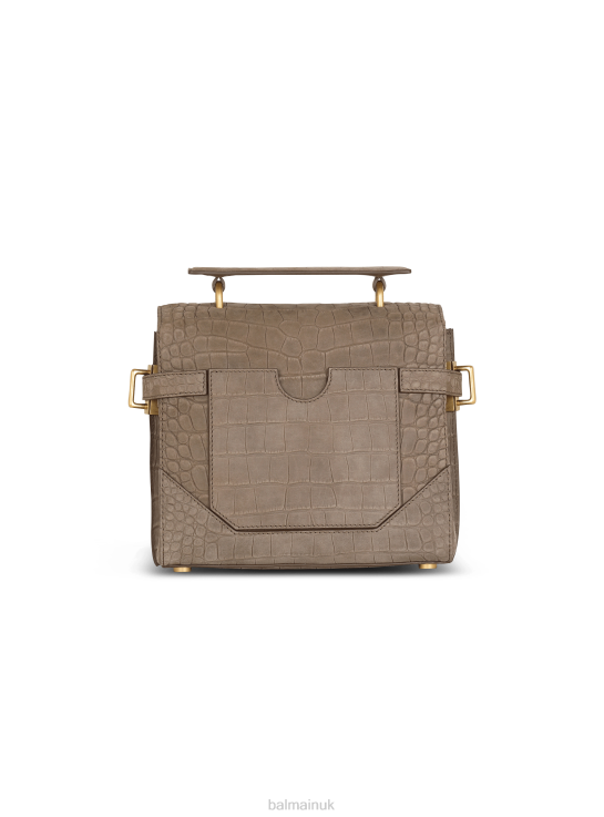 Accessories D0022485 Grey Balmain Women B-Buzz 23 Bag In Crocodile Effect-Embossed Leather