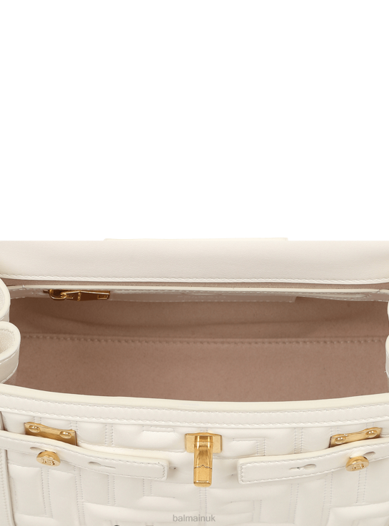 Accessories D0022494 White Balmain Women B-Buzz 23 Quilted Leather Bag