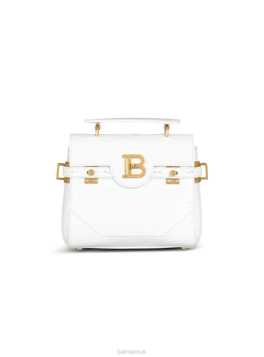 Accessories D0022498 White Balmain Women B-Buzz 23 Bag In Crocodile Effect-Embossed Leather