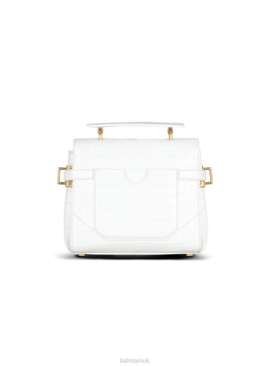 Accessories D0022498 White Balmain Women B-Buzz 23 Bag In Crocodile Effect-Embossed Leather