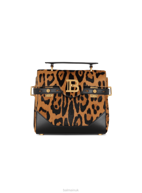Accessories D0022502 Brown Balmain Women B-Buzz 23 Bag In Leopard-Effect Leather