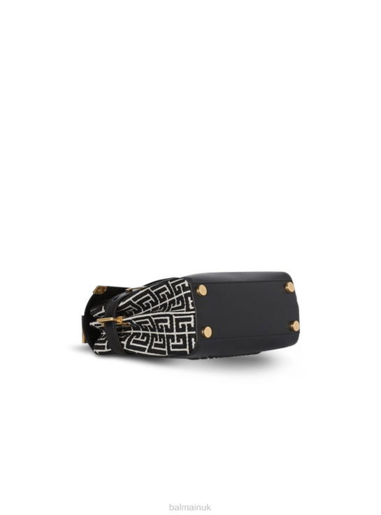 Accessories D0022504 Black Balmain Women Bicolor Jacquard B-Buzz 23 Bag With Leather Panel