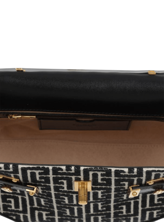 Accessories D0022504 Black Balmain Women Bicolor Jacquard B-Buzz 23 Bag With Leather Panel