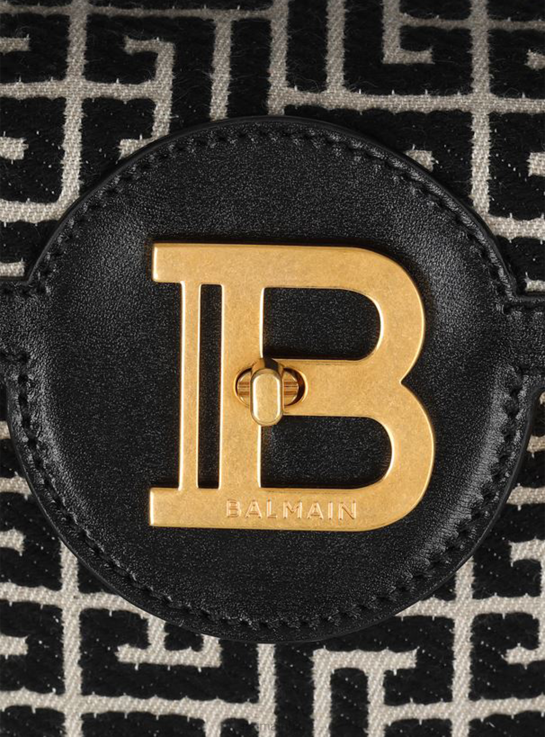 Accessories D0022504 Black Balmain Women Bicolor Jacquard B-Buzz 23 Bag With Leather Panel