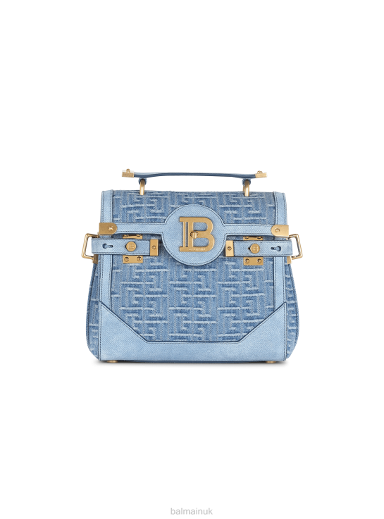 Accessories D0022505 Blue Balmain Women Suede And Denim B-Buzz 23 Bag