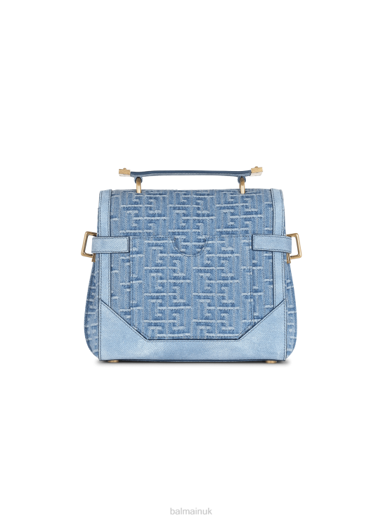 Accessories D0022505 Blue Balmain Women Suede And Denim B-Buzz 23 Bag