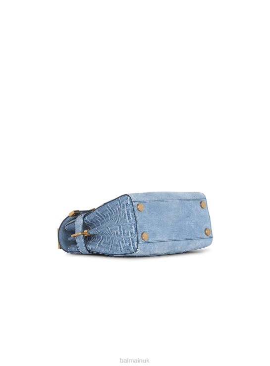 Accessories D0022505 Blue Balmain Women Suede And Denim B-Buzz 23 Bag