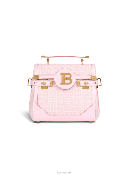 Accessories D0022511 Pink Balmain Women Bicolor Jacquard B-Buzz 23 Bag With Leather Panel